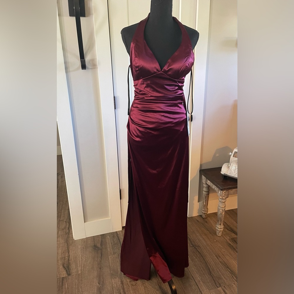 B.Darlin new burgundy long satin dress